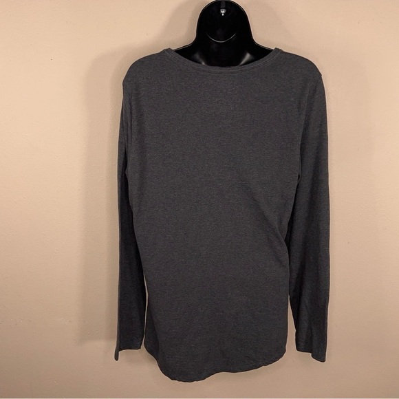 LARGE HANES GREY LONG SLEEVE WOMENS TOP CASUAL CLASSIC - Picture 2 of 12